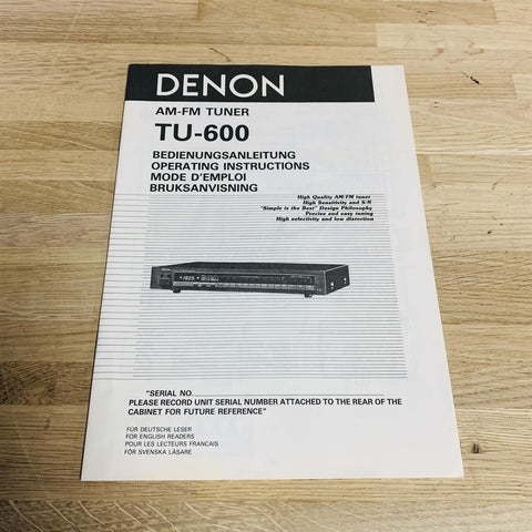 Denon TU-600 AM/FM Tuner