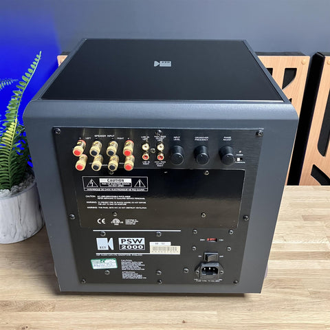 KEF PSW 2000 Active Subwoofer Wired Stereo L/R RCA Cube Video Grey