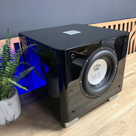 REL T/7X Active 200 Watt Class A/B Subwoofer Black Gloss