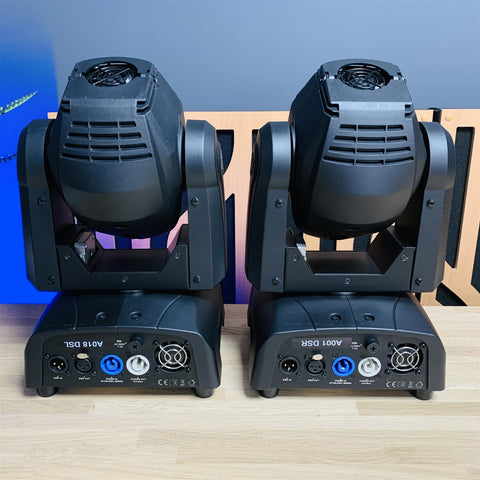 ADJ Focus Spot One Professional DJ Disco Moving Head Lights (pair) and Swan Flight Case
