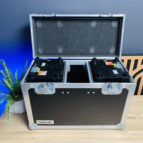 ADJ Focus Spot One Professional DJ Disco Moving Head Lights (pair) and Swan Flight Case