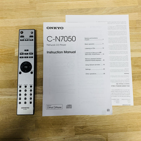 Onkyo C-N7050 Network CD Player w/ Remote and Manual