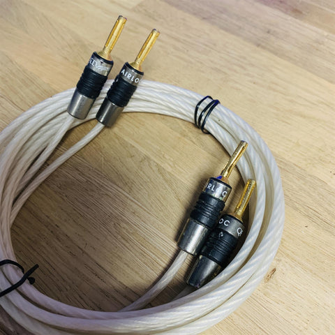 QED Silver Special 25th Anniversary Edition Speaker Cables 2.5m (pair) fitted with QED Airloc Banana Connectors
