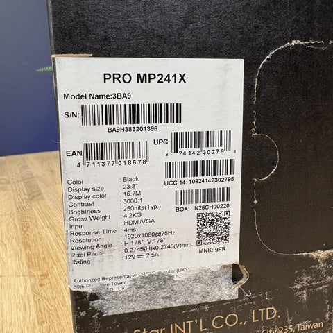 MSI PRO MP241X (3BA9) 23.8" Full HD Monitor