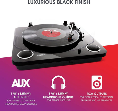 Ion Audio Max LP Conversion Turntable With Stereo Speakers Black