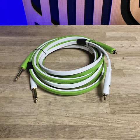 Pair Neo Oyaide d+ Class B RCA Phono to 6.3mm 1/4" Jack Interconnects (2m)