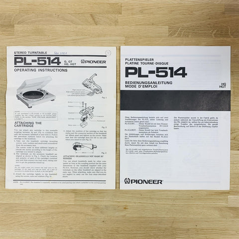 Pioneer PL-514 Automatic Return Turntable With Audio Technica Cartridge & Stylus