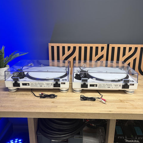 White Pioneer DJ PLX-500-W Direct Drive Turntables (Pair) - As New