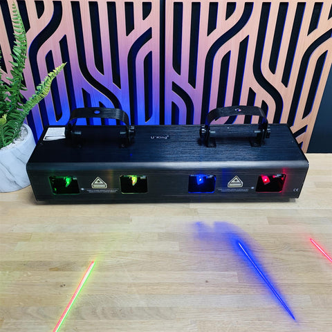 U King 4 Lens 4 Beam RGBY Stage Laser Projector Light DMX DJ Disco Show Lighting